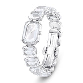 Watch, Octagon cut bracelet, White, Stainless steel
